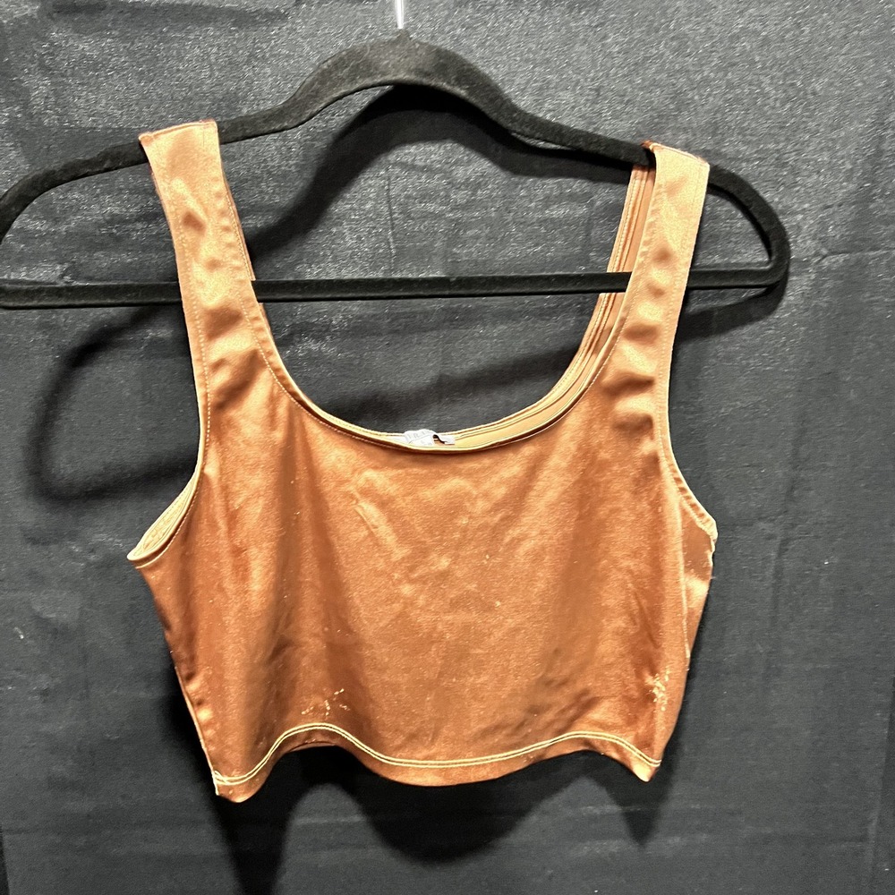 Iris Faux Crop Top Metallic Bronze in Color Womens Size Lg
